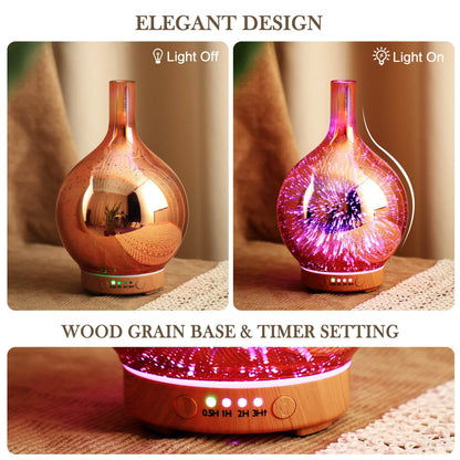 Porseme 3D Essential Oil Diffuser Cool Mist Humidifier Ultrasonic Aromatherapy Diffuser,150ml Last 6h,Auto Shut-Off,Air Refresh,Decoration for Home,Office,Yoga,Baby,Sleep