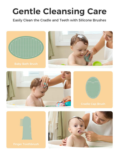 Momcozy Elite Baby Kit, Superior Baby Shower&Registry Essential Kit for Grooming & Health & Cleansing Care, Electric Nail File&Nasal Aspirator, Tummy Wrap, Thermometer, Bath Brush,Teether, Storage Bag