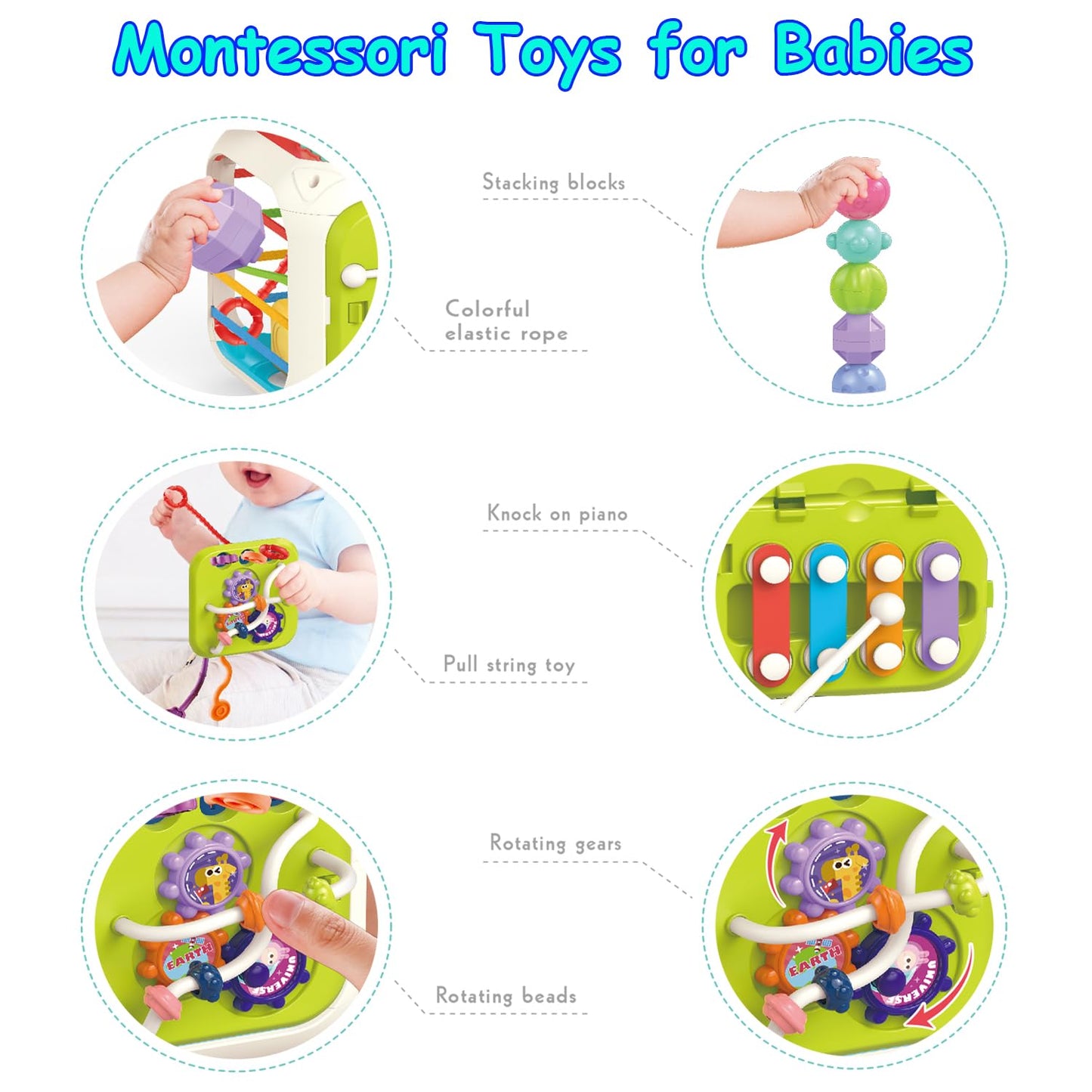 MINGKIDS Montessori Toys for 1 Year Old, Toy 6 Pc Multi Sensory Shape, Toddler Developmental Learning Toys Birthday Gifts, Baby Toys 12 Month