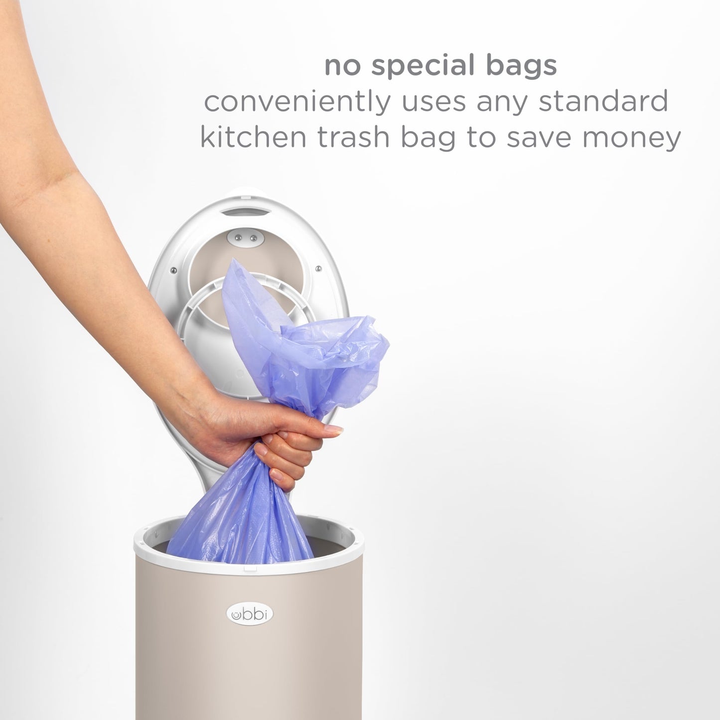 Ubbi Steel Diaper Pail, Odor Locking, No Special Bag Required, Award-Winning, Registry Must-Have, White