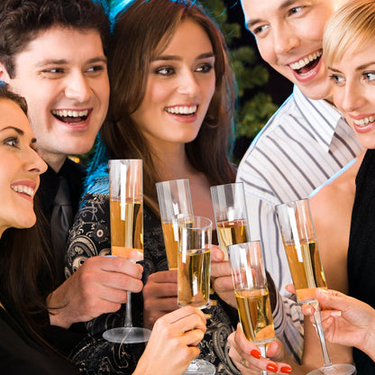 DI QIU REN 12 Pcs Acrylic Champagne Flutes, 6 OZ Clear Plastic Champagne Glasses, Unbreakable Reusable Shatterproof Stemmed Champagne Flutes Glass, Wedding Toasting Flutes for Party Wedding Holiday