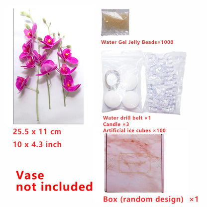 Artificial Phalaenopsis with Candles Diamond Lace Nearly Natural Orchid for Table Centerpiece Wedding Party Home Bar Restaurant Festival Decoration Pink Suit
