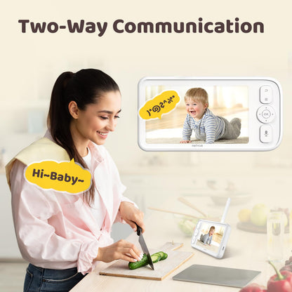 NETVUE Upgraded Baby Camera Monitor Video - 5000mAh Baby Monitor with Camera and Audio, 5" Display, 4 in 1 Bracket Meets The Needs in All Scenarios, Smart Phone App, Cry Detection