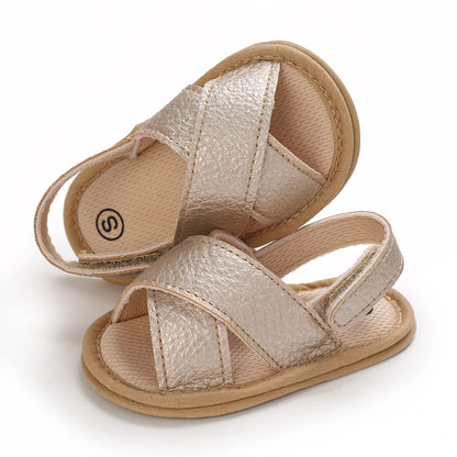 SOFMUO Baby Girls Sandals Premium Soft Sole Infant Indoor Flat Newborn Slippers Lightweight Comfort Toddler Summer Princess Dress Shoes