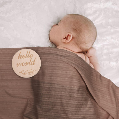 Newborn Receiving Blanket with Bow Hat Mittens Wooden Card Set Wheat-Pattern Newborns Toddler Baby Boy Girl Nursery Swaddle Wrap