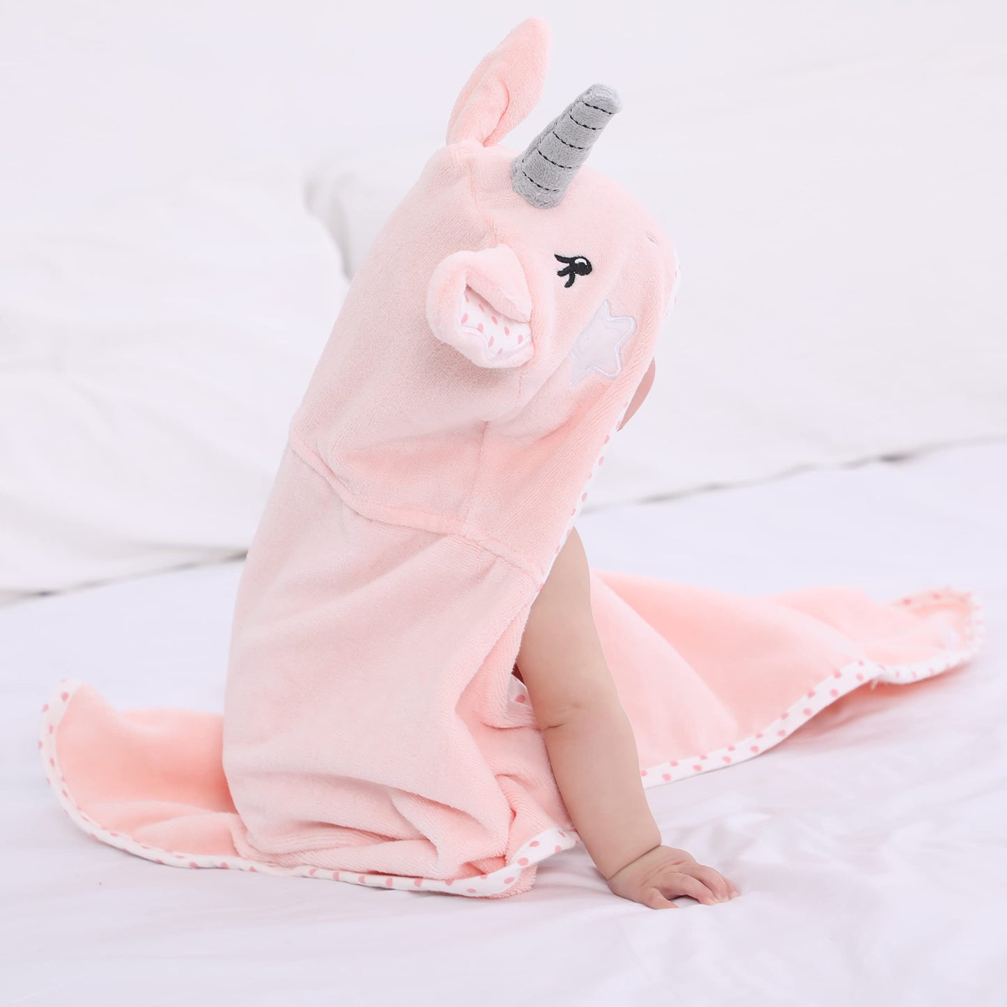 Baby Hooded Towel with Unique Animal Design Ultra Soft Thick Cotton Bath Towel for Newborn (Bunny)