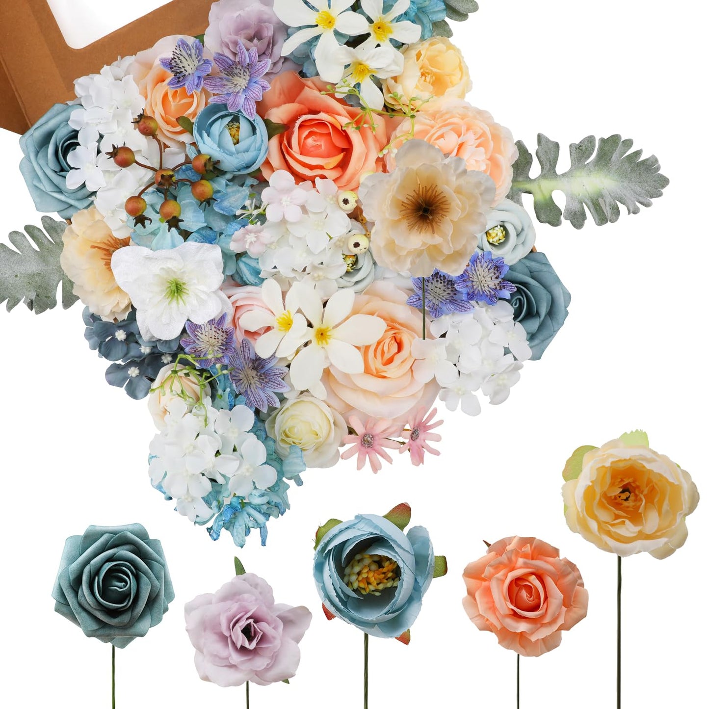 Artificial Flowers Combo for DIY Wedding Bouquets Combo Centerpieces Arrangements Party Bridal Baby Shower Home Decorations-Blush Pink