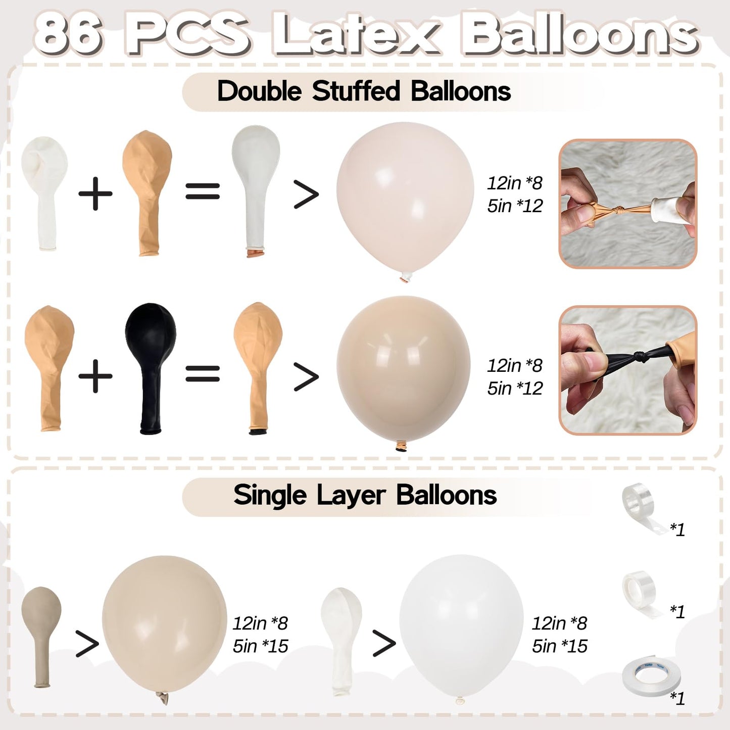 Neutral Balloons Arch Kit, Pink Beige Boho Balloons Garland with Double Stuffed Sand White Balloon for Baby Shower Birthday Wedding Bridal Shower Party Decorations