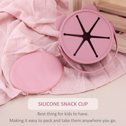 Silicone Snack Cups for Toddlers, Toddler Snack Containers, Baby Treat Catcher with DustProof Lid 2 Pack Dishwasher Safe and BPA Free 9 Oz