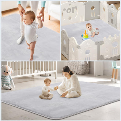 Thick Baby Play Mat for Floor,50 x 50 Playpen Mat,Tummy Time Foam Mat,Ultra Soft Support & Plush Feel,Easy Care with Non-Slip Cushioned for Infant,Kids and Toddler Crawling,Beige