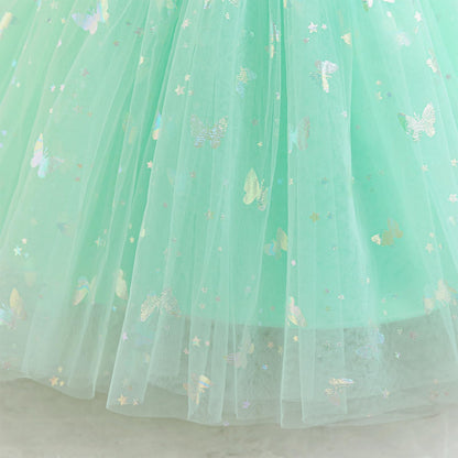 IDOPIP Toddler Baby Girls Shiny Butterfly Tutu Dress Princess Birthday Party Pageant Flower Girl Wedding V-Backless Dresses
