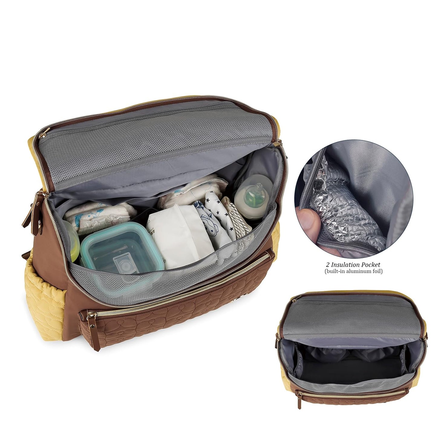Lmbabter Diaper Bag Backpack Convertible Messenger Bag Travel Backpack Maternity Bags Stylish Baby Bag with Changing Pad for Mom (Brown)