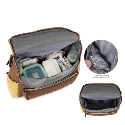 Lmbabter Diaper Bag Backpack Convertible Messenger Bag Travel Backpack Maternity Bags Stylish Baby Bag with Changing Pad for Mom (Brown)