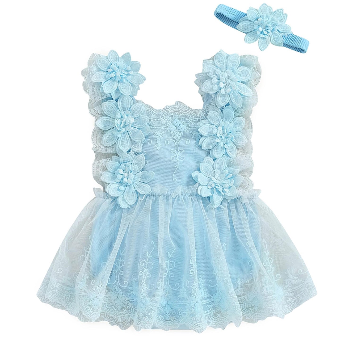 Mubineo Baby Girl Summer Clothes Lace Romper Skirt Dress Princess Outfits Sleeveless Flower Newborn Outfit