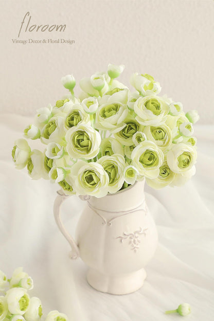 Floroom Ranunculus Artificial Flowers 18 Pcs Blush Faux Silk Mini Ranunculus Bulk Fake Wedding Filler Flowers for DIY Pink Bouquets, Centerpieces, Bridal Shower Decorations & Arrangements