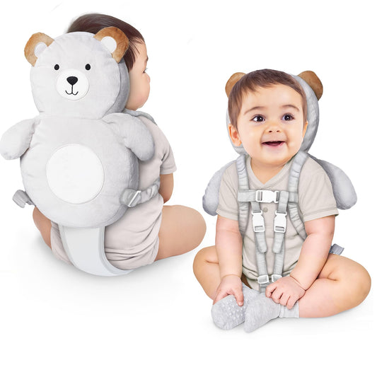 100% Cotton Non-Toxic Hypoallergenic Baby Backpack Head Protection Pillow, Full Head Coverage, Baby Head Pillow for Falling, Secure, Durable, Fox (Orange)