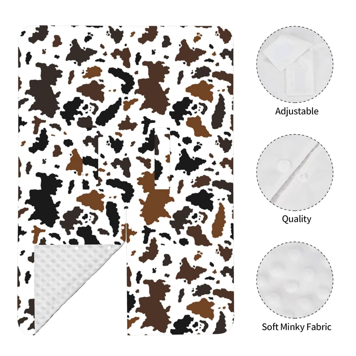 Brown Black Cow Skin Baby Car Seat Canopy Cover Multi Use Nursing Cover for Newborn Car Seat Canopy Mom Nursing Breastfeeding Covers Newborn Shower Gift