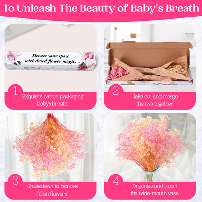 3500+ Dried Babys Breath Flowers Pink & White-17'' Baby's Breath Bulk Bouquet, Real Natural Dried Gypsophila Flowers for Resin, Home Vase Decor, Card DIY, Party, Wedding Flower Wreaths