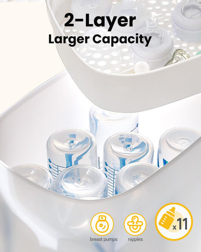 Baby Bottle Sterilizer | Esterilizador de Biberones, 6-in-1 HAUTURE Bottle Sterilizer and Dryer, Electric Steam Bottle Sanitizer for Baby Stuffs, Baby Bottles & Breast Pump Accessories