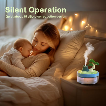 Landscape Night Light Humidifier with 2 Mist Modes, 320mL Large Tank Whisper-Quiet for Baby/Nursery/Office, Portable Mini Air Moisturizer