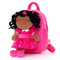 Gloveleya Toddler Backpack Baby Ballerina Girl Gifts Plush Curly Hair Ballet Backpack - Black Blonde 9 inches
