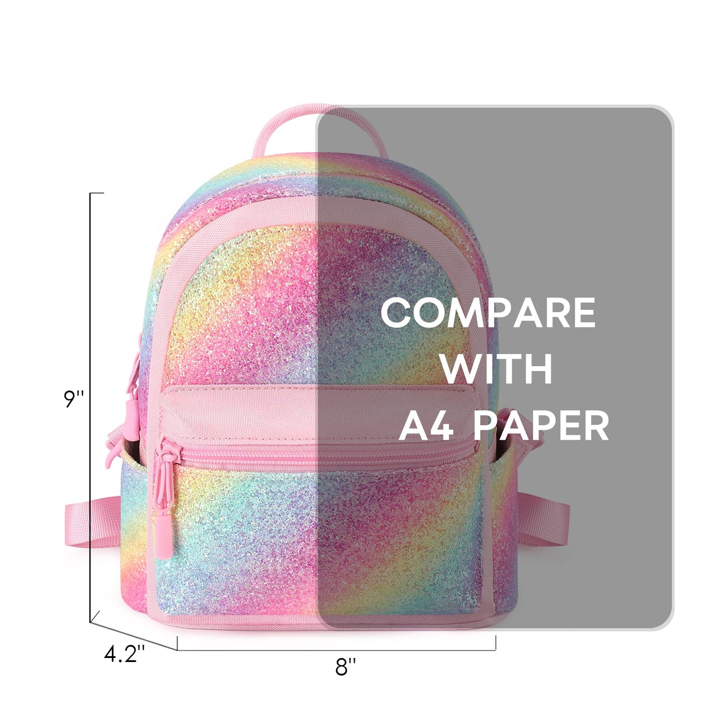 mibasies Mini Backpack for Girls Kids Rainbow Purse Dance Bag for Girls Gifts age 2 3 4 5 6 7 8 yrs