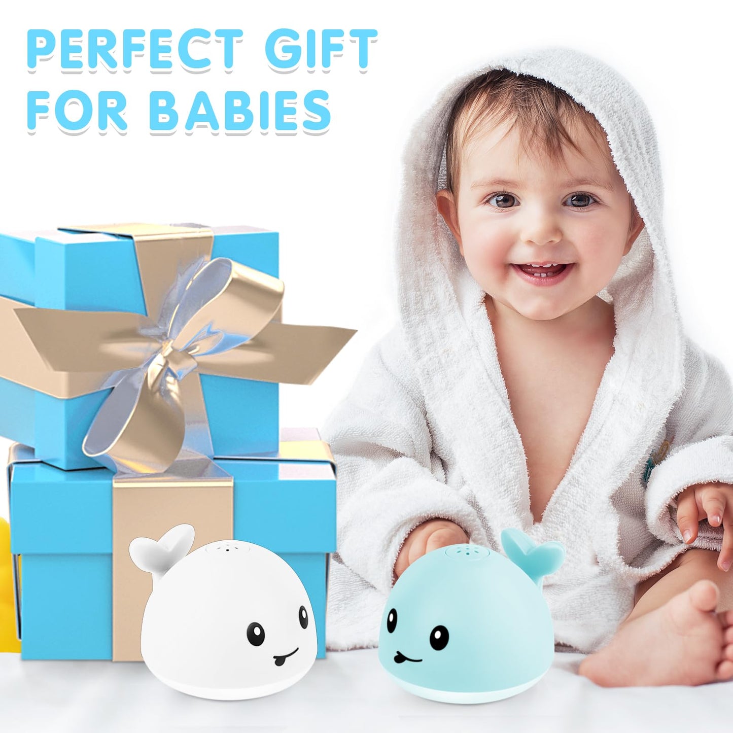 Baby Girl Bath Toys, Light Up Whale Bath Toys for Girls 0-6 6-12 12-18 Months or Kids Ages 1-3, Pink