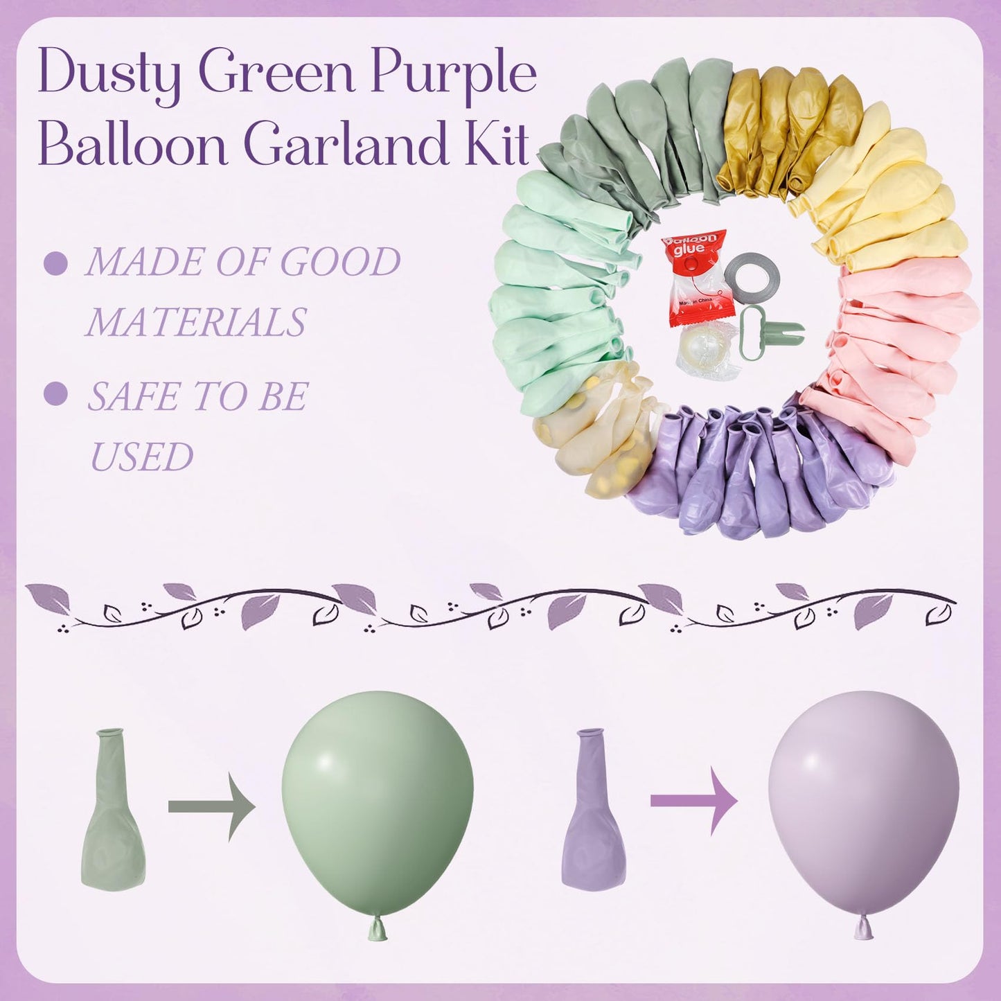 Amandir 173Pcs Pink Blue Green Balloon Arch Garland Kit, Dusty Baby Pink Mauve Pastel Mist Haze Green Blue Gold Confetti Balloons for Baby Shower Gender Reveal Wildflower Birthday Party Decorations