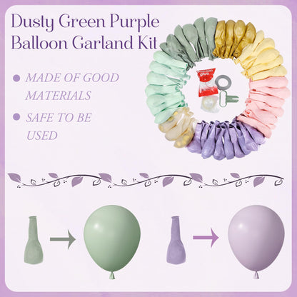 Amandir 173Pcs Pink Blue Green Balloon Arch Garland Kit, Dusty Baby Pink Mauve Pastel Mist Haze Green Blue Gold Confetti Balloons for Baby Shower Gender Reveal Wildflower Birthday Party Decorations