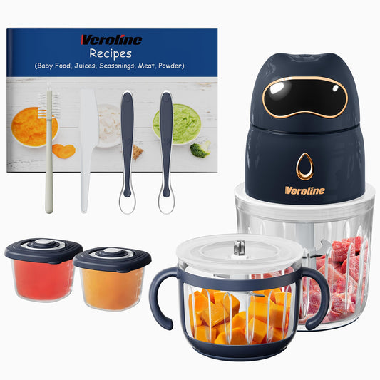 Baby Food Maker, 10-in-1 Baby Food Processor Set with 2 Glass Bowls (600ml+300ml), Baby Food Blender for Baby Puree, Fruit, Meat, Vegatable, Baby Food Storage Containers, Baby Essentials