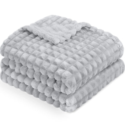 HOMRITAR Baby Blanket for Boys Girls Fleece Super Soft Plush Fuzzy Cozy Toddler Blanket with Square 3D Jacquard Grid Design Luxury Lightweight Bed Blanket for Newborn Infant Cream, 30 x 40 Inch