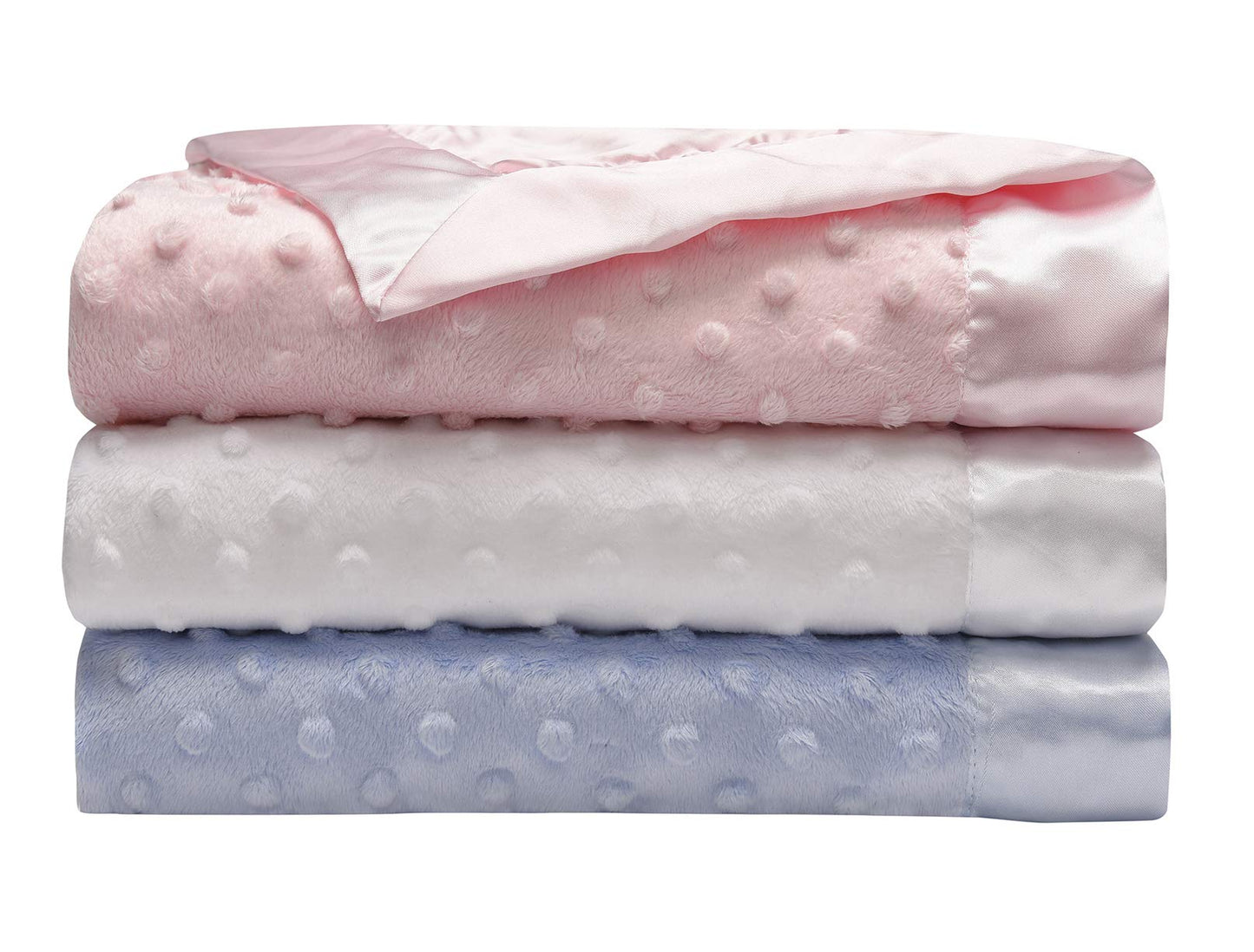 Baby Starters Textured Dot Blanket with Satin Trim, Pink 30" x 40"