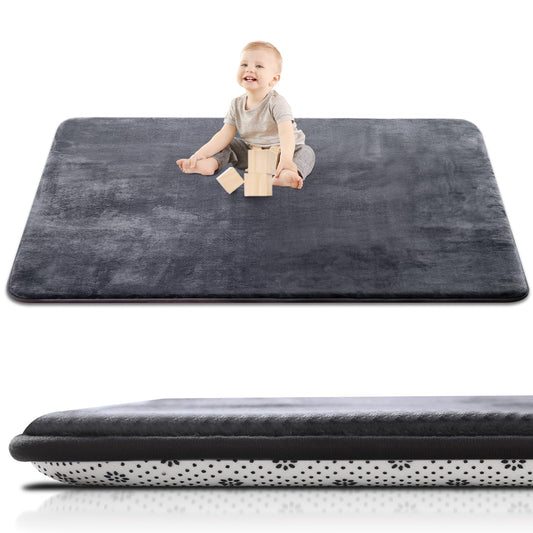 Thick Baby Play Mat for Floor,50 x 50 Playpen Mat,Tummy Time Foam Mat,Ultra Soft Support & Plush Feel,Easy Care with Non-Slip Cushioned for Infant,Kids and Toddler Crawling,Beige