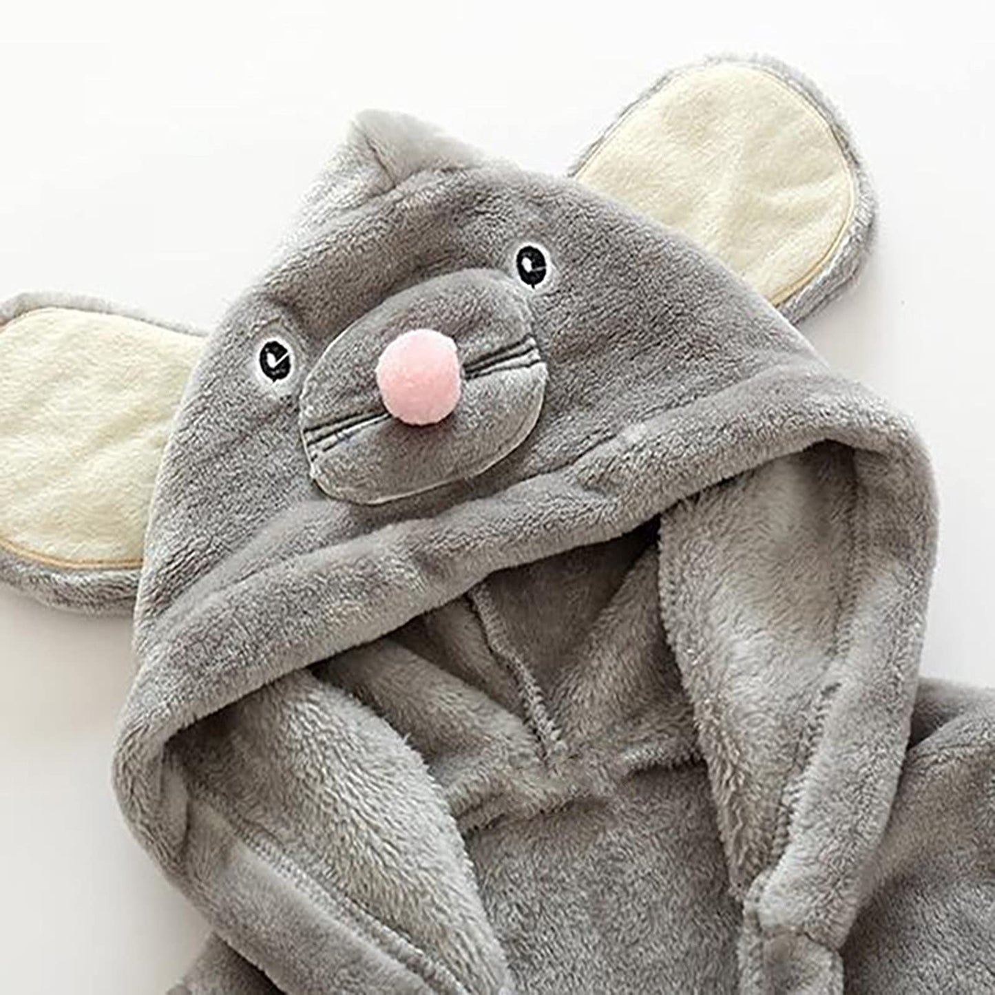 Unisex Baby Plush Bathrobe, Toddler Baby Boys Girls Cute Cartoon Animal Face Robe Flannel Hooded Fleece Bathrobe