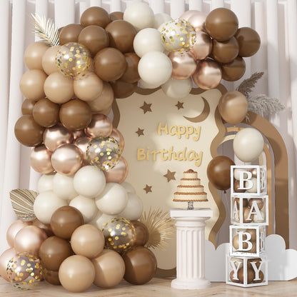 Neutral Balloons Arch Kit, Pink Beige Boho Balloons Garland with Double Stuffed Sand White Balloon for Baby Shower Birthday Wedding Bridal Shower Party Decorations