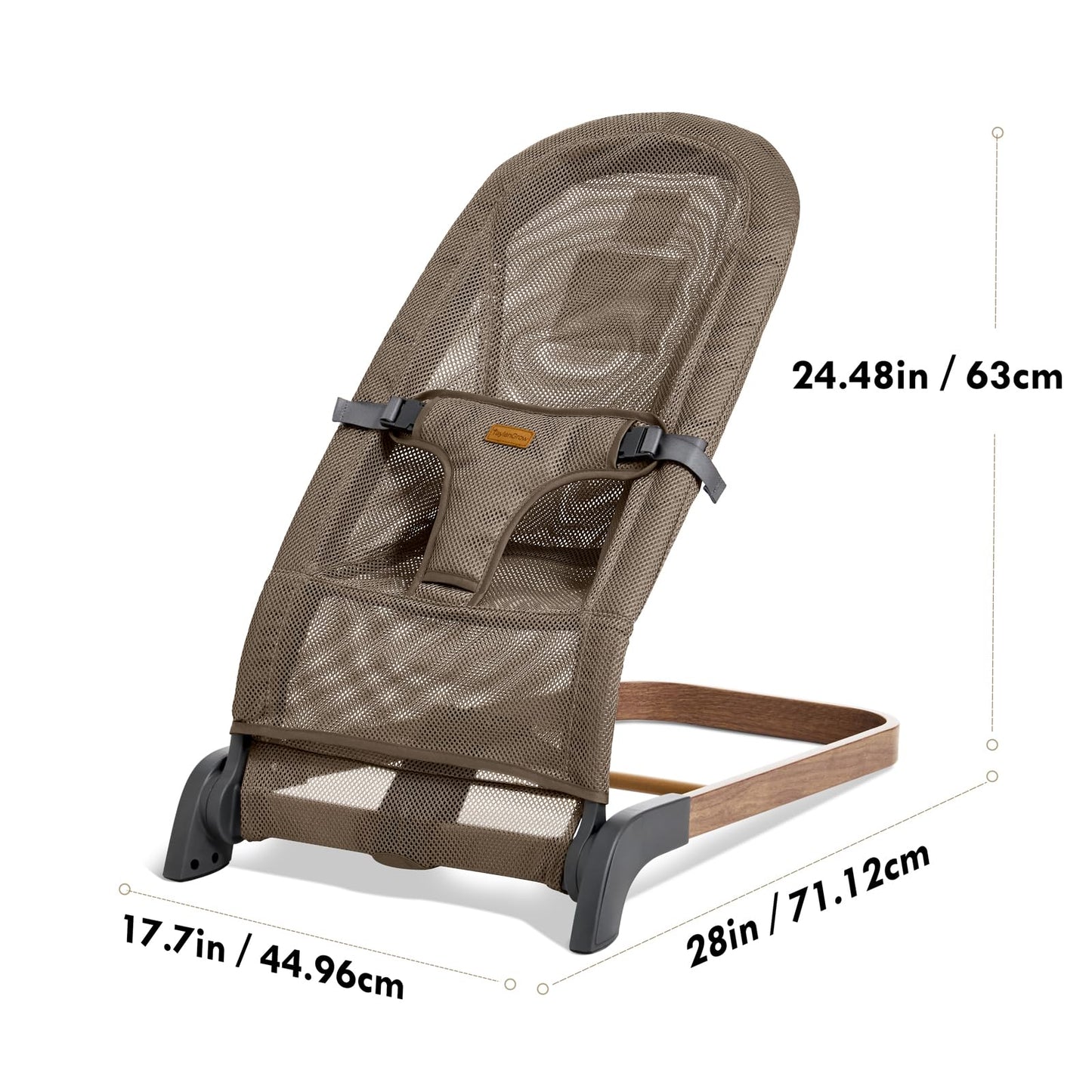 Foldable Baby Bouncer, Baby Seat with 3 Adjustable Heights, Portable Newborn Rocker, Ergonomic Bouncy Seat for Natural Bounce, Bouncer for Babies 0-6 Months, Soft Cotton (Beige)