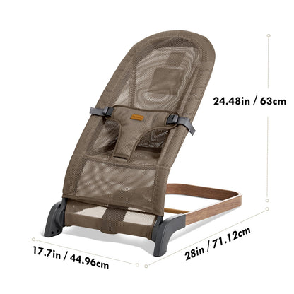 Foldable Baby Bouncer, Baby Seat with 3 Adjustable Heights, Portable Newborn Rocker, Ergonomic Bouncy Seat for Natural Bounce, Bouncer for Babies 0-6 Months, Soft Cotton (Beige)