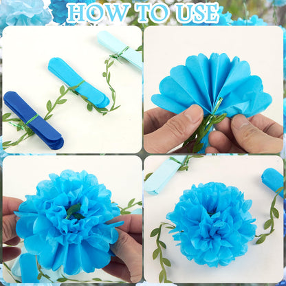Nude Tissue Paper Pom Pom Garlands, Paper Flowers for Birthday Decorations, Baby Shower, Wedding Engagement, Bridal Shower, Spring Summer Party Decorations