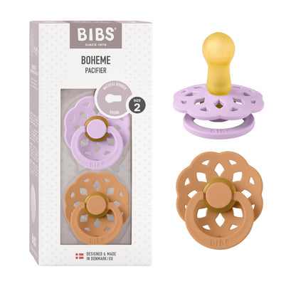 BIBS Pacifiers - Boheme Collection | BPA-Free Baby Pacifier | Made in Denmark | Set of 2 Ivory/Blossom Color Premium Soothers | Size 0-6 Months