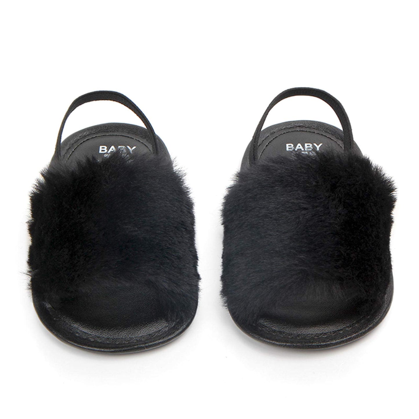 2 Pack Infant Baby Girls Sandals Elastic Back Strap Flats Slippers Soft Toddles Princess Shoes Faux Fur Slides Shoes First Walker House Shoes