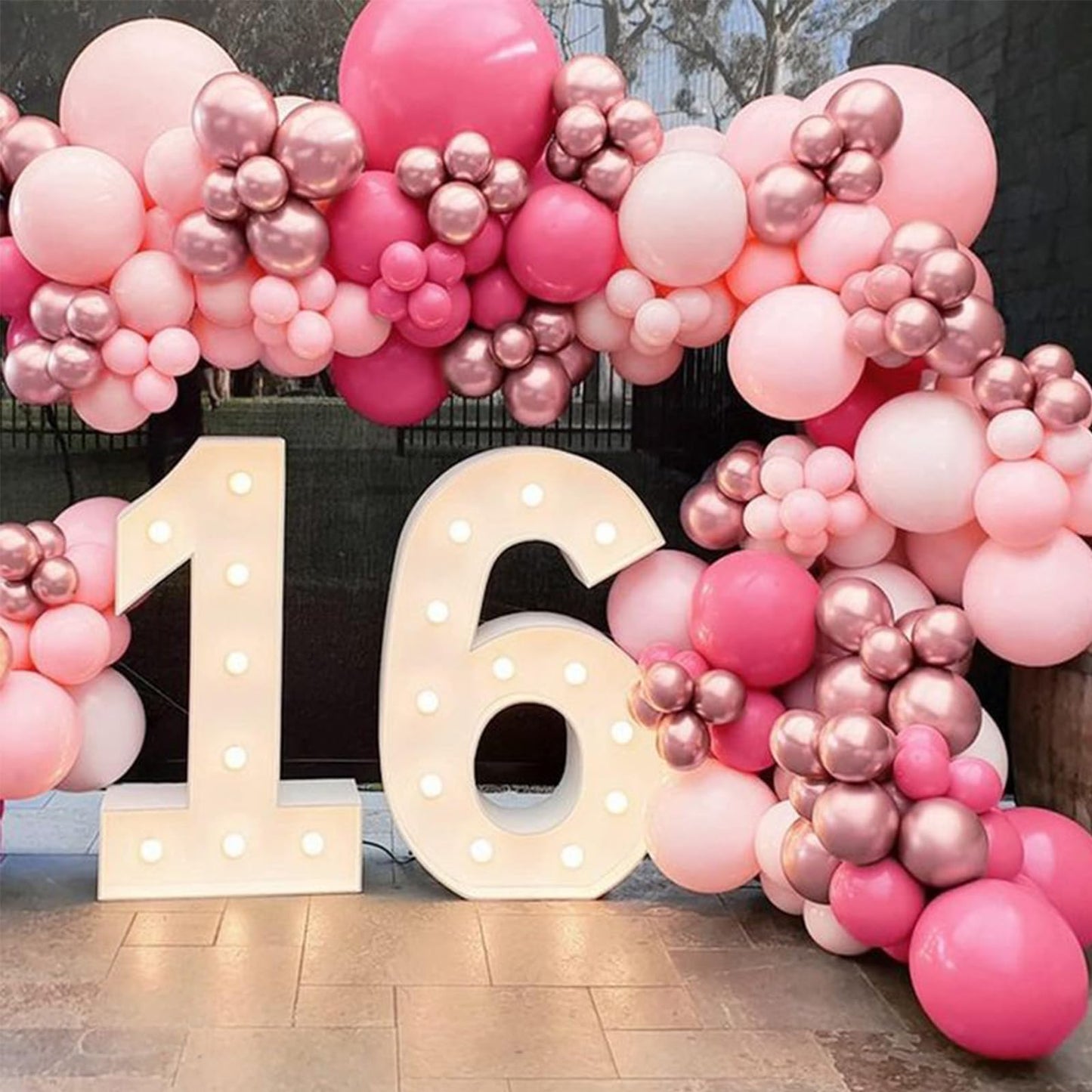 Pink White Balloon Arch Kit, Double Stuffed Pastel Pink Ivory White Balloon Garland, Baby Pink Cream White Balloons with 3pcs 18Inch Clear Balloons for Girls Birthday Baby Shower Party Decorations