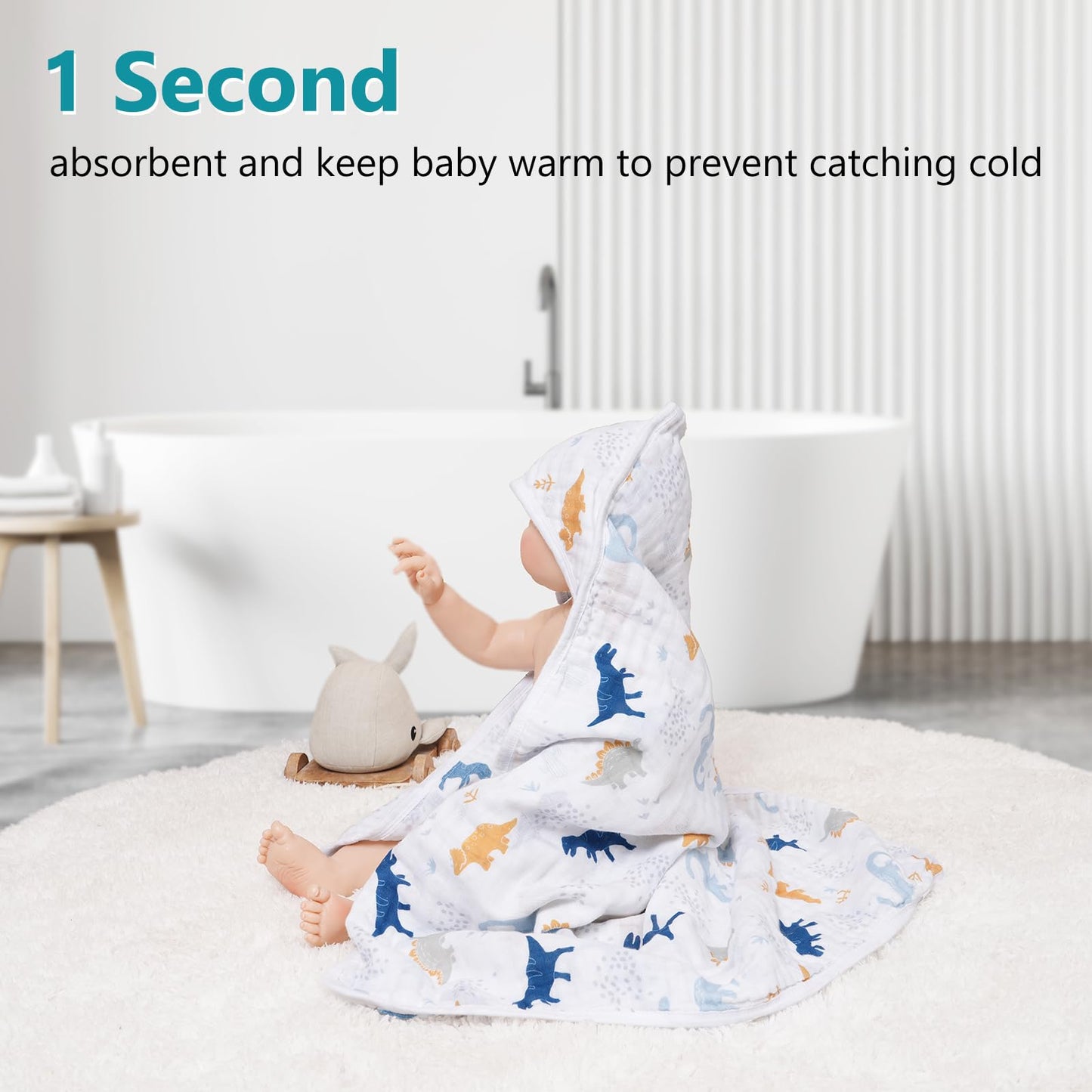 PHF 2 Pack Baby Hooded Towels, 100% Muslin Cotton Baby Bath Towel with Hood for Newborn, Infant, Toddler, Ultra Soft and Absorbent Baby Essentials Bath Towels for Girls, 32x32Inch, Floral