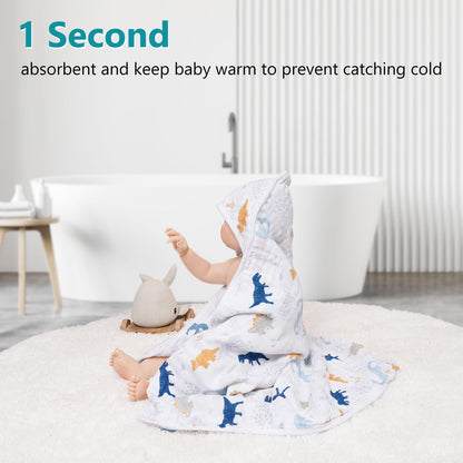 PHF 2 Pack Baby Hooded Towels, 100% Muslin Cotton Baby Bath Towel with Hood for Newborn, Infant, Toddler, Ultra Soft and Absorbent Baby Essentials Bath Towels for Girls, 32x32Inch, Floral