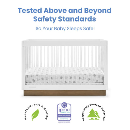 Delta Children James Acrylic 4-in-1 Convertible Crib - Greenguard Gold Certified, Midnight Grey/Acorn