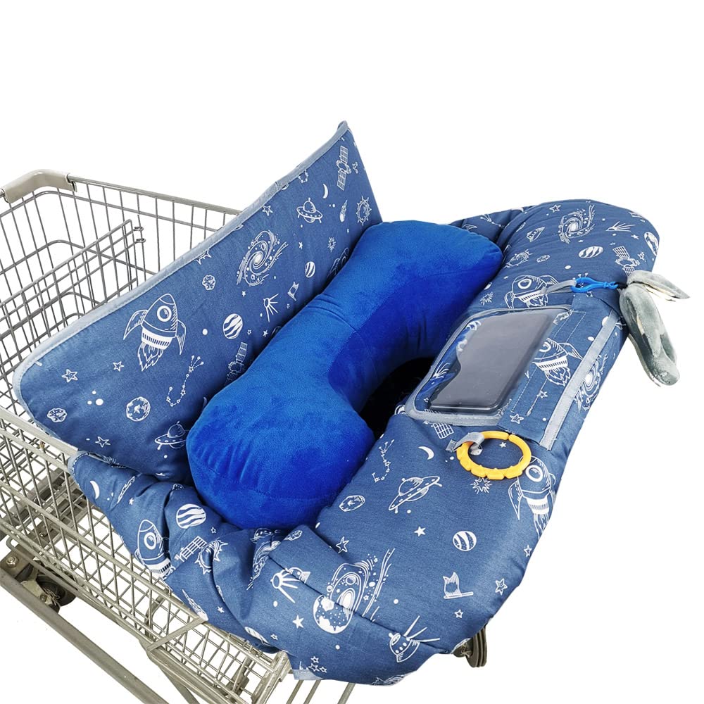 Shopping Cart Cover for Baby/Toddler 2-in-1 High Chair Cover, Easy Attach & Remove, with Cellphone Holder, Pink Strip Star