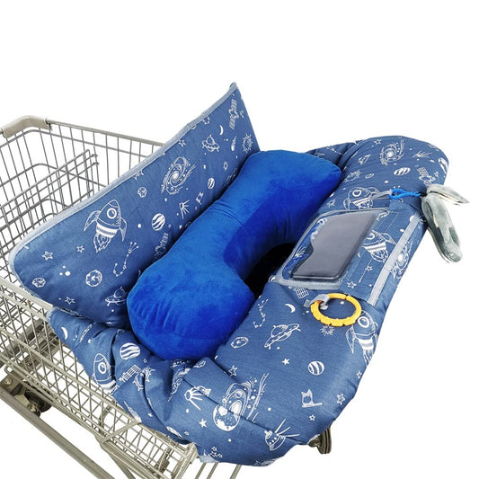Shopping Cart Cover for Baby/Toddler 2-in-1 High Chair Cover, Easy Attach & Remove, with Cellphone Holder, Pink Strip Star