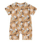 Gueuusu Country Baby Clothes Boy Girl Western Cow Print Short Sleeve Romper Bodysuit Ribbed One Piece Jumpsuit Summer Outfit