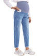 POSHGLAM Women's Maternity Jeans Over Belly Comfy Stretch Boyfriend Jeans Loose Pregnancy Pants, S-XXL