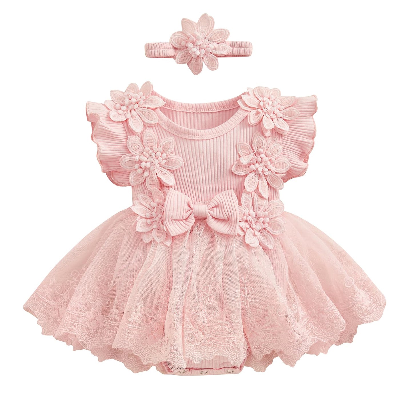 MERSARIPHY Newborn Baby Girl Boho Outfits Infant Lace Tulle Ruffle Bubble Romper Dress Jumpsuit Bodysuit Photoshoot Clothes
