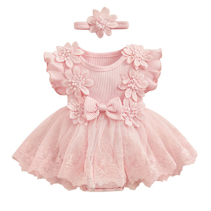 MERSARIPHY Newborn Baby Girl Boho Outfits Infant Lace Tulle Ruffle Bubble Romper Dress Jumpsuit Bodysuit Photoshoot Clothes